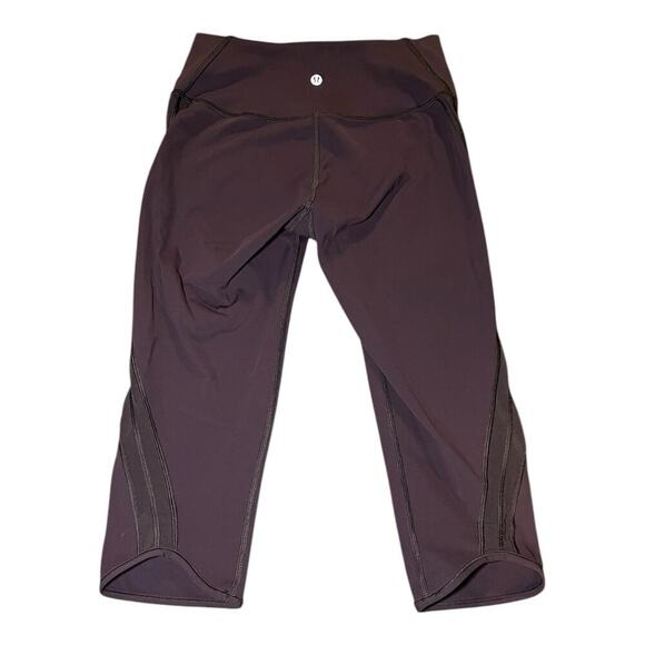 Lululemon Sun Setter Crop Mesh Leggings Women's Size 6 Boysenberry Purple Yoga - Picture 2 of 6
